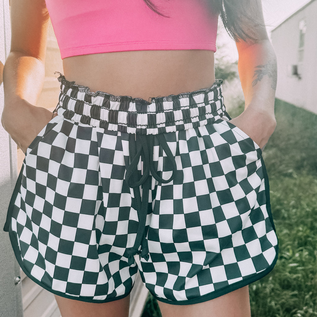 Checker drawstring shorts