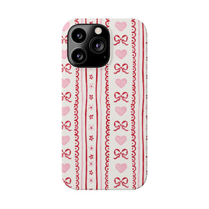 Watercolor Bow Slim Phone Case - Valentine's Day Print