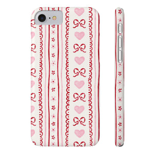 Watercolor Bow Slim Phone Case - Valentine's Day Print