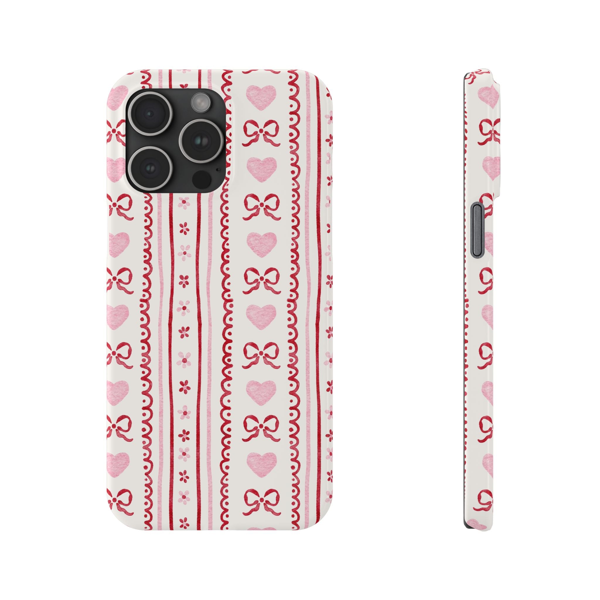 Watercolor Bow Slim Phone Case - Valentine's Day Print