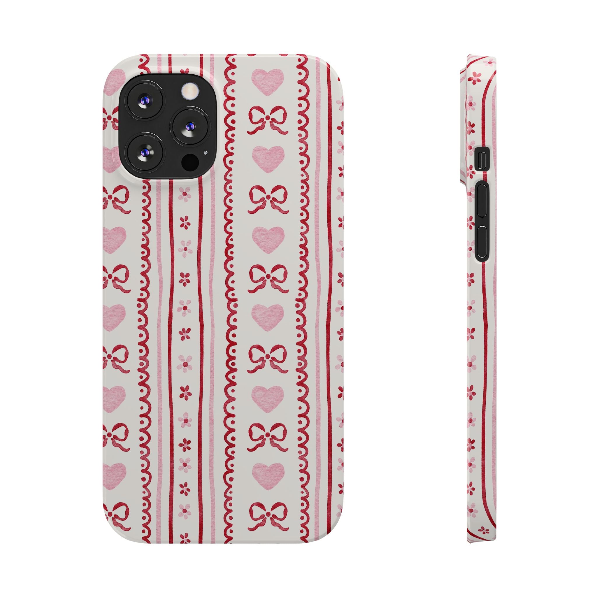 Watercolor Bow Slim Phone Case - Valentine's Day Print