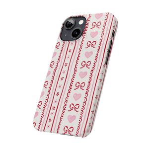 Watercolor Bow Slim Phone Case - Valentine's Day Print