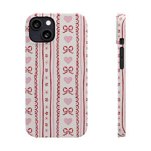 Watercolor Bow Slim Phone Case - Valentine's Day Print