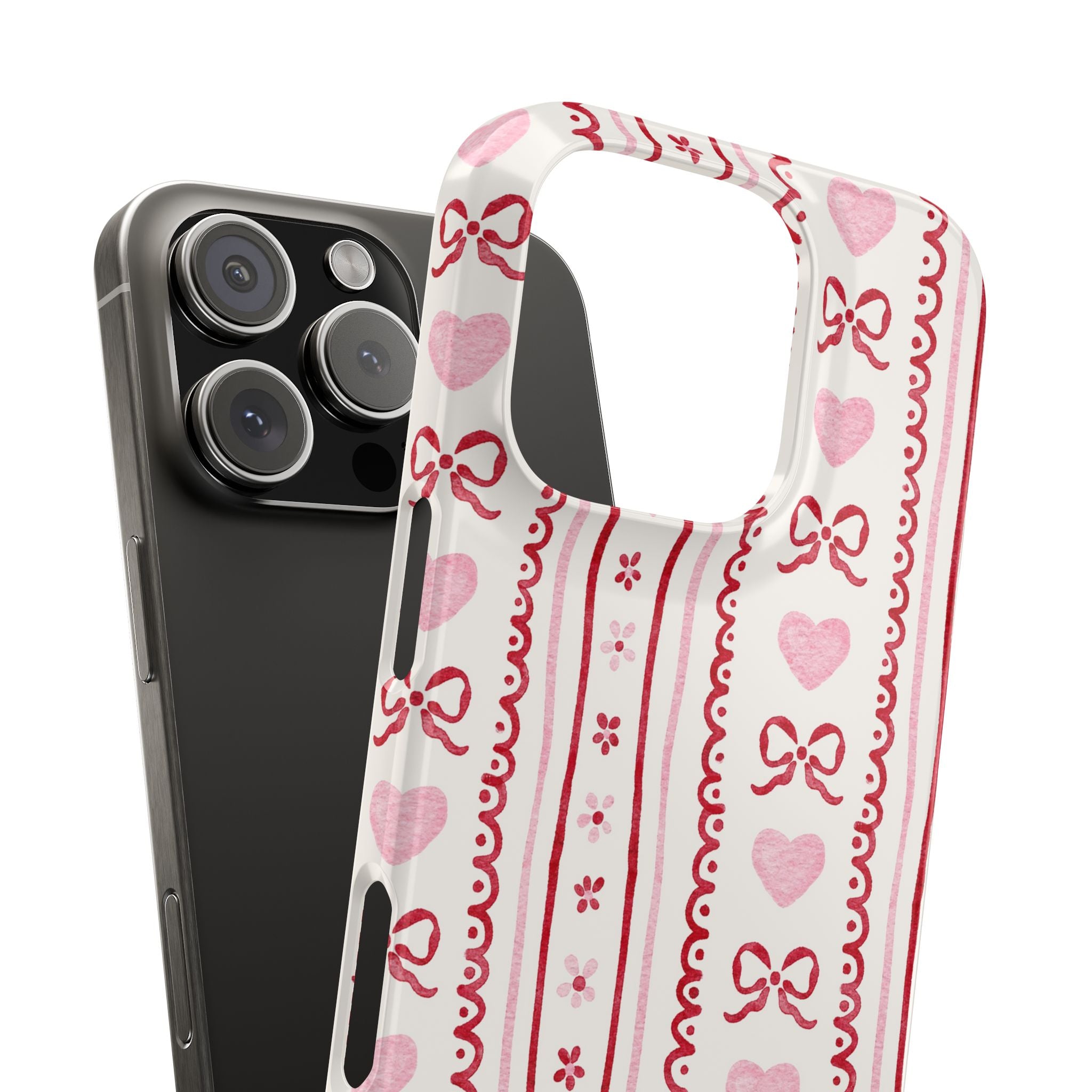 Watercolor Bow Slim Phone Case - Valentine's Day Print