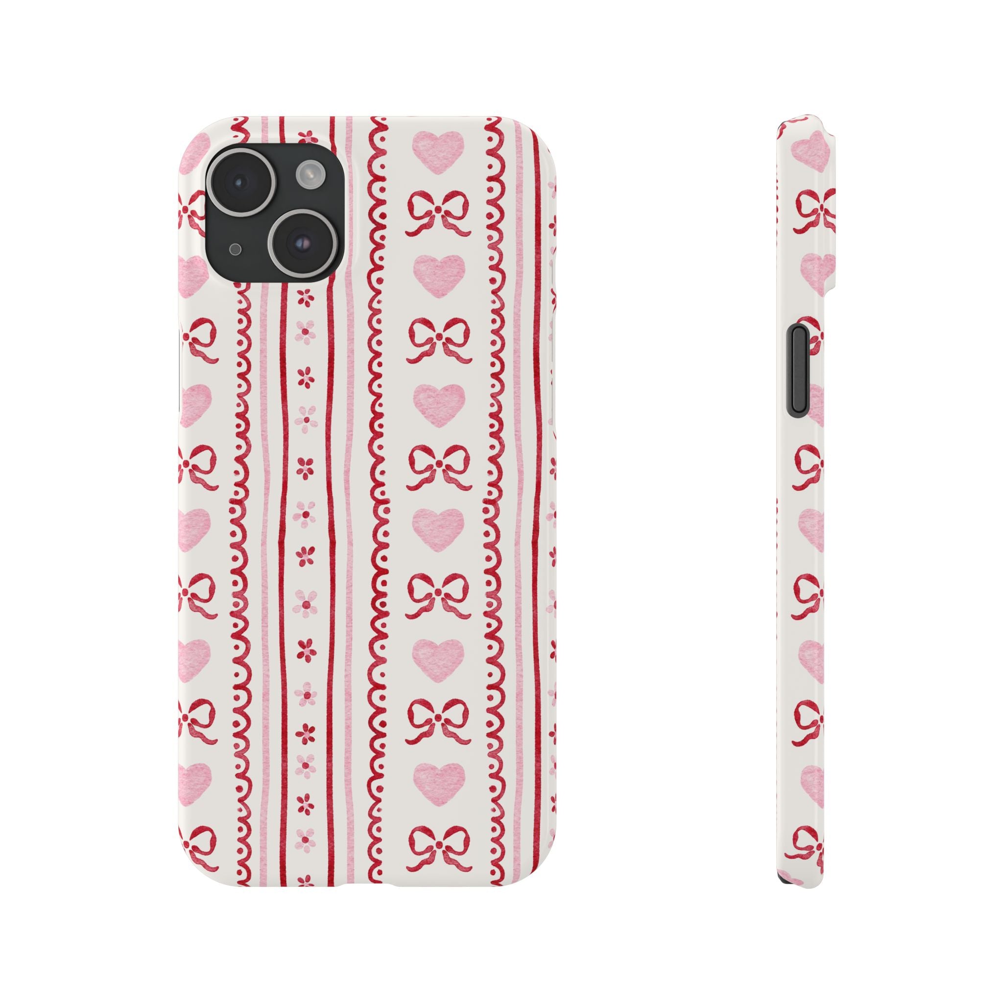 Watercolor Bow Slim Phone Case - Valentine's Day Print