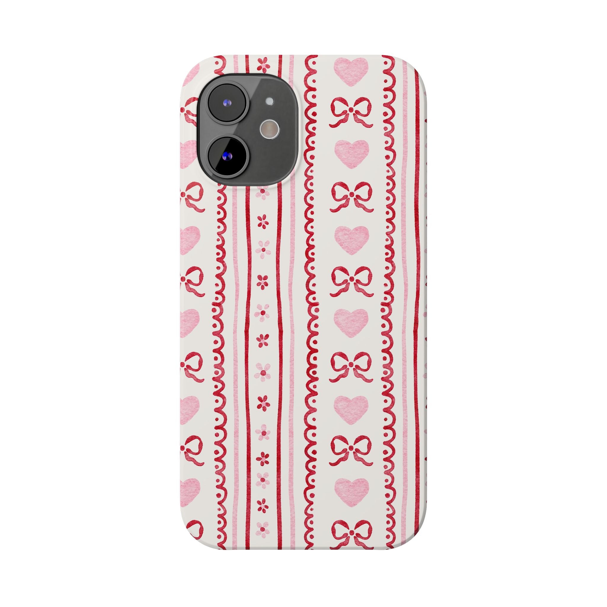 Watercolor Bow Slim Phone Case - Valentine's Day Print