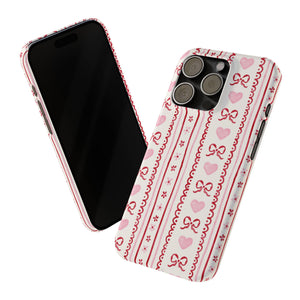 Watercolor Bow Slim Phone Case - Valentine's Day Print