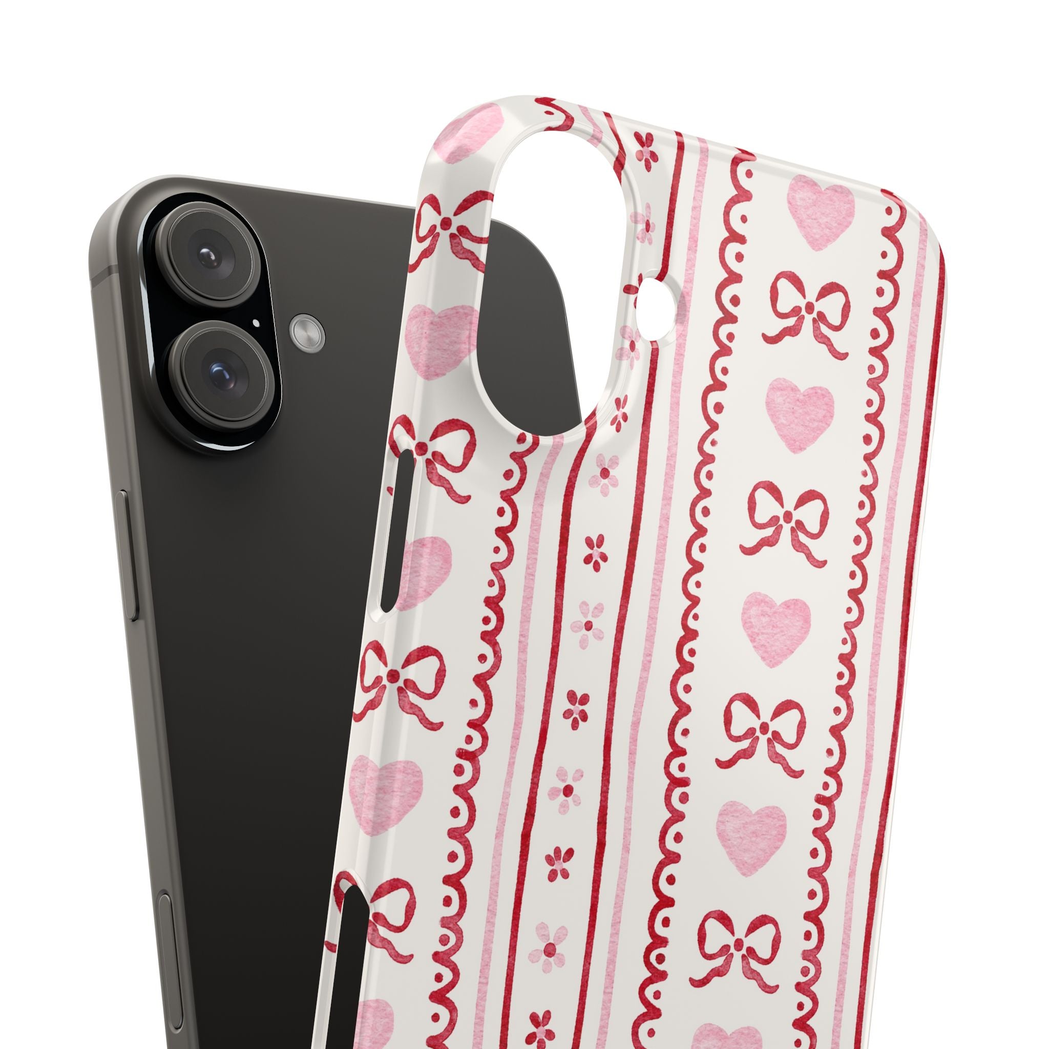 Watercolor Bow Slim Phone Case - Valentine's Day Print