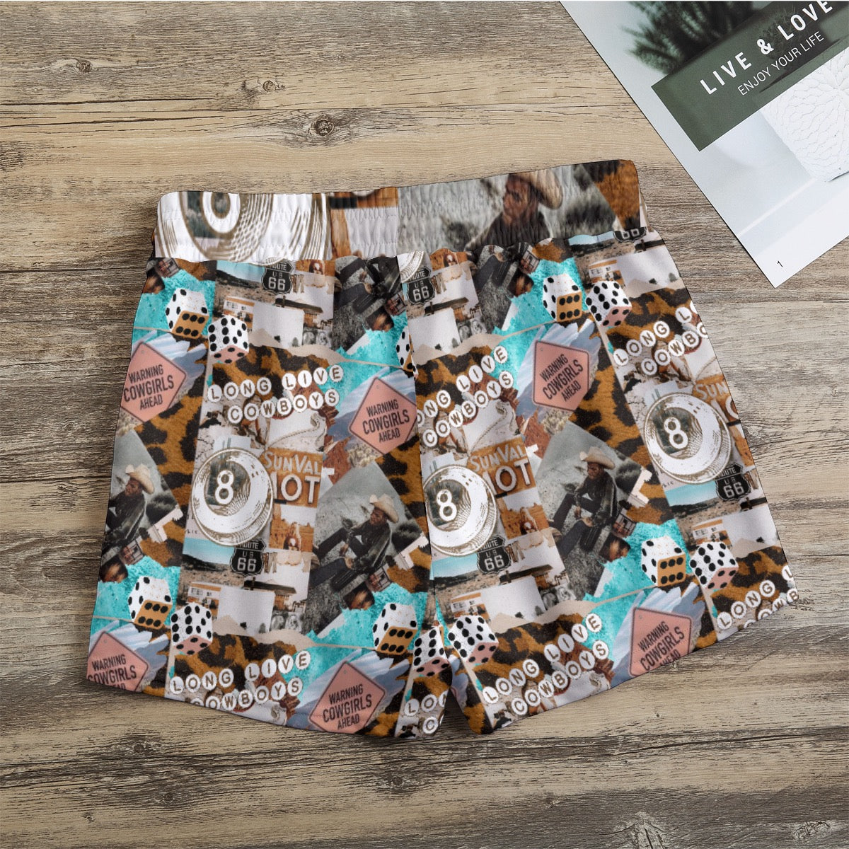 Long live cowboys collage Shorts