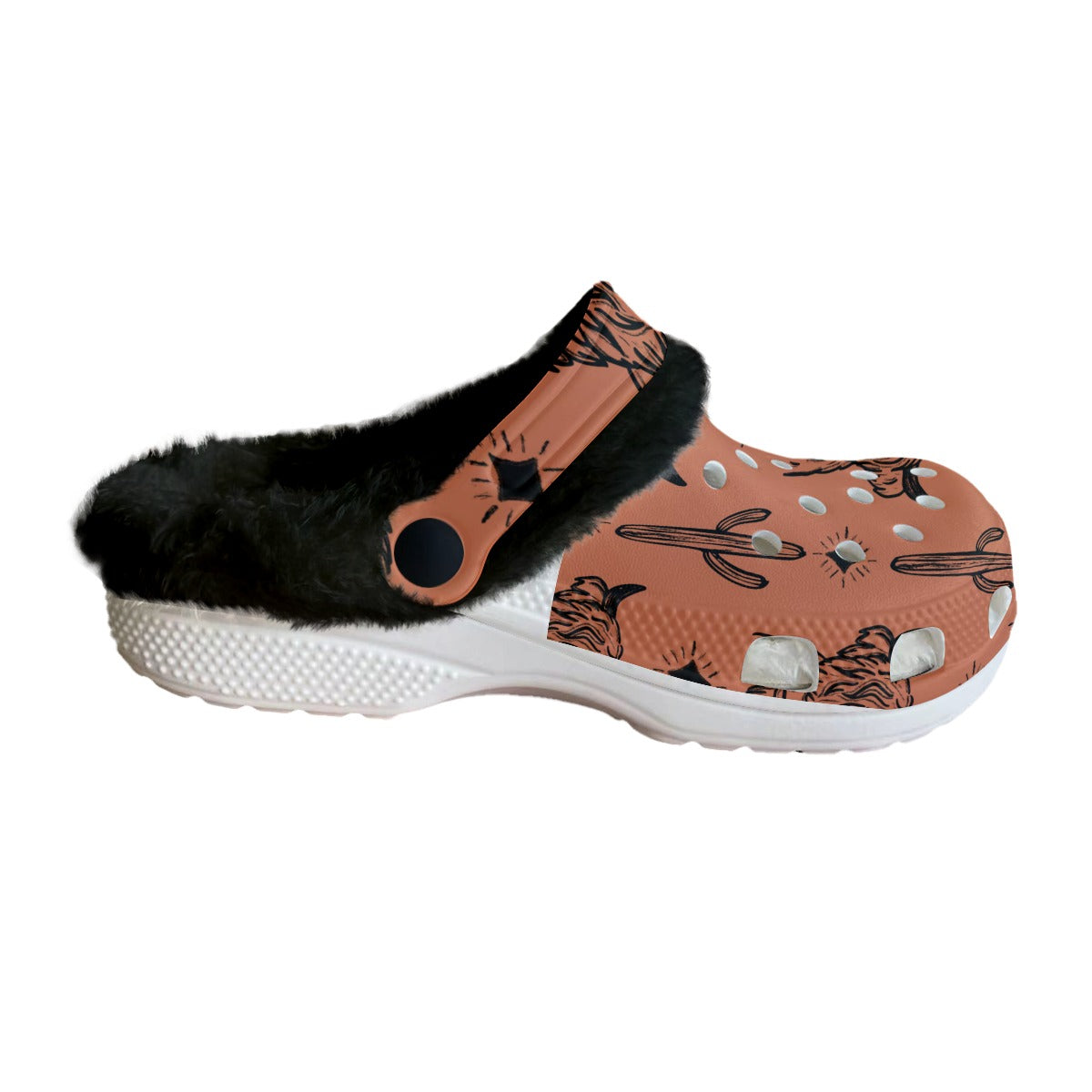 Rust & black highland cow Women's Classic Clogs with Fleece 15-20 Business day turnaround time