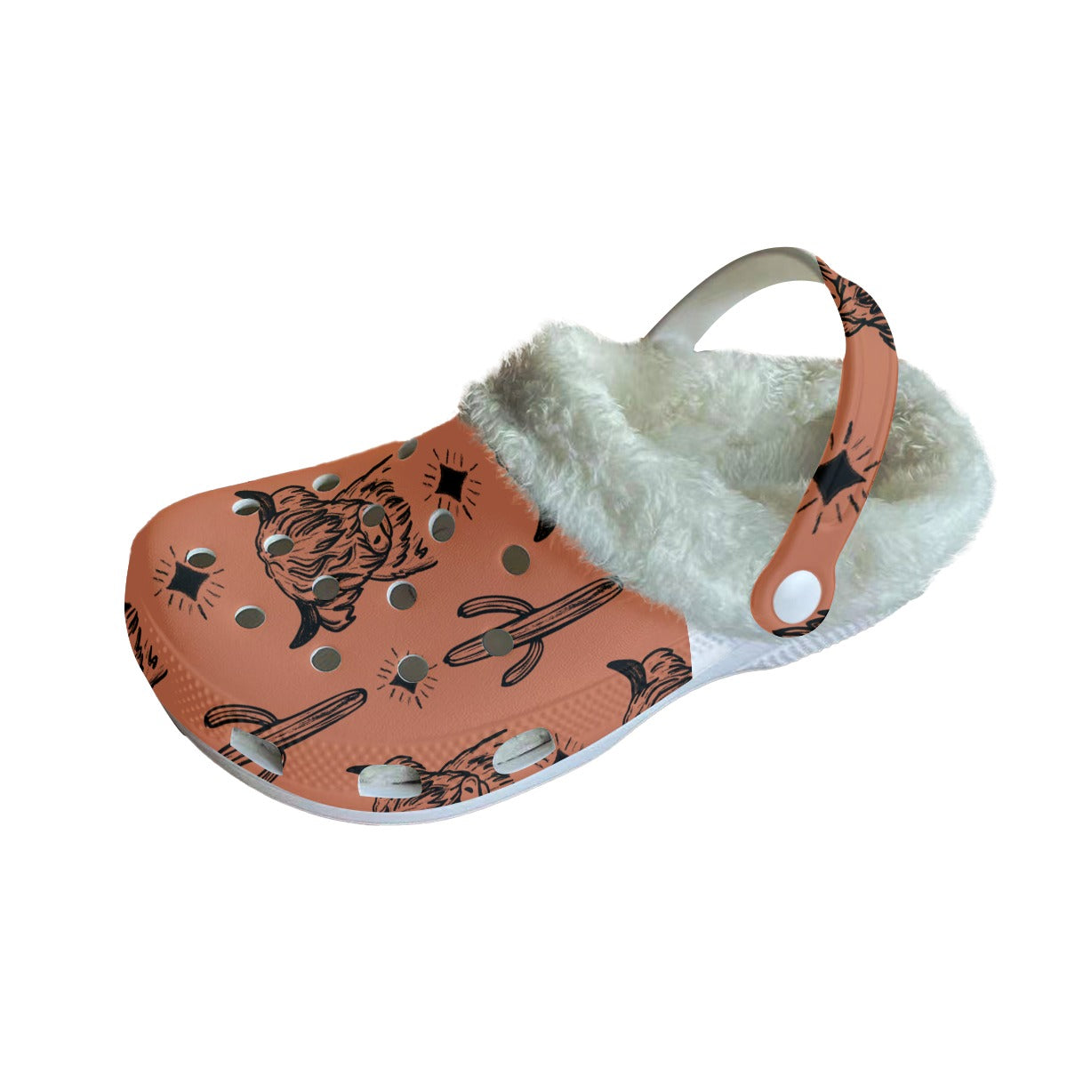 Rust & black highland cow Women's Classic Clogs with Fleece 15-20 Business day turnaround time