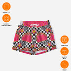 Hot pink flame motor cycle checker Shorts