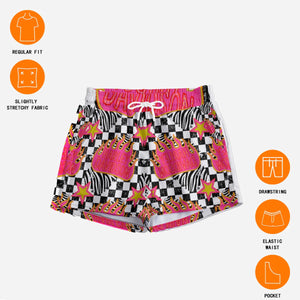 Hot pink flame motor cycle checker Shorts