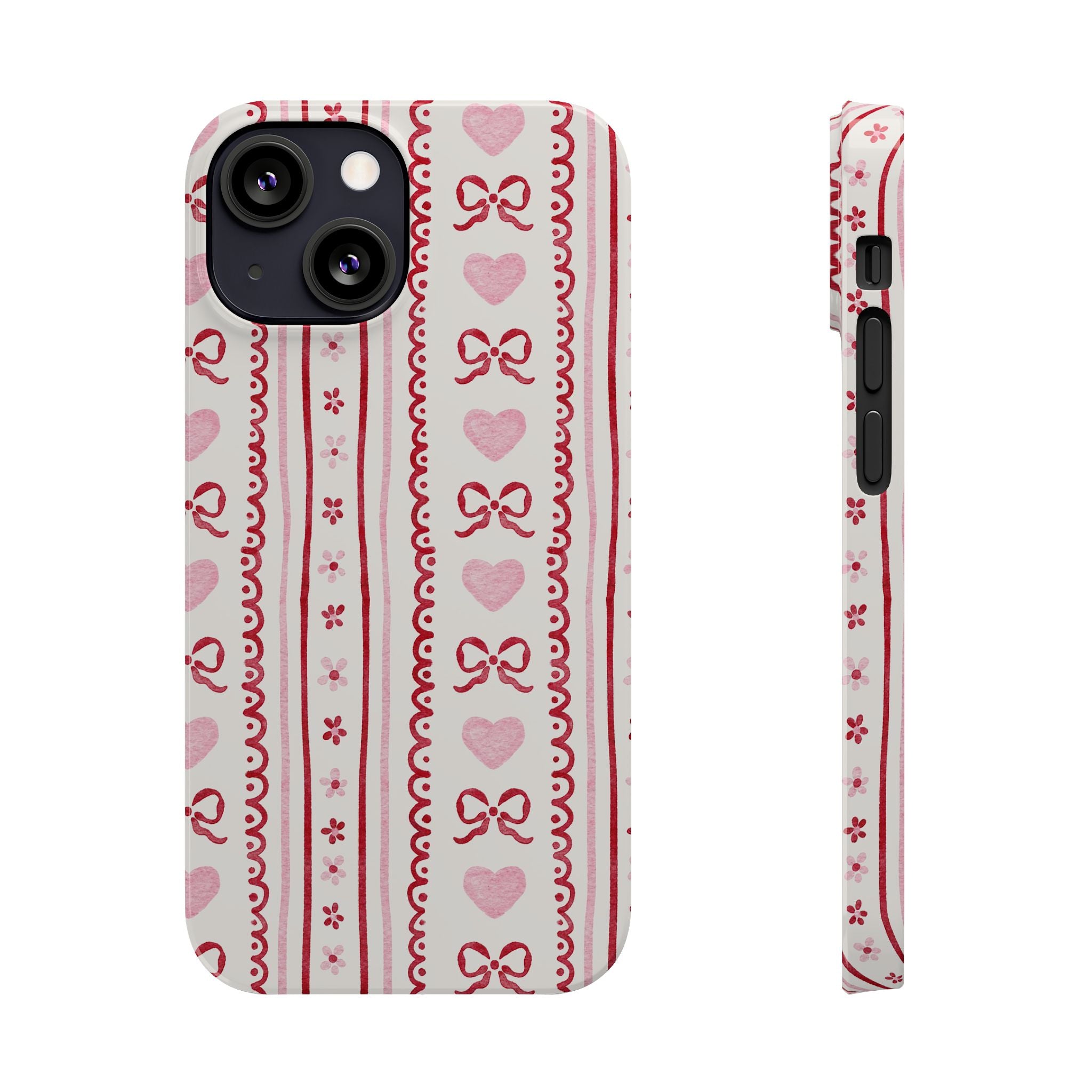 Watercolor Bow Slim Phone Case - Valentine's Day Print