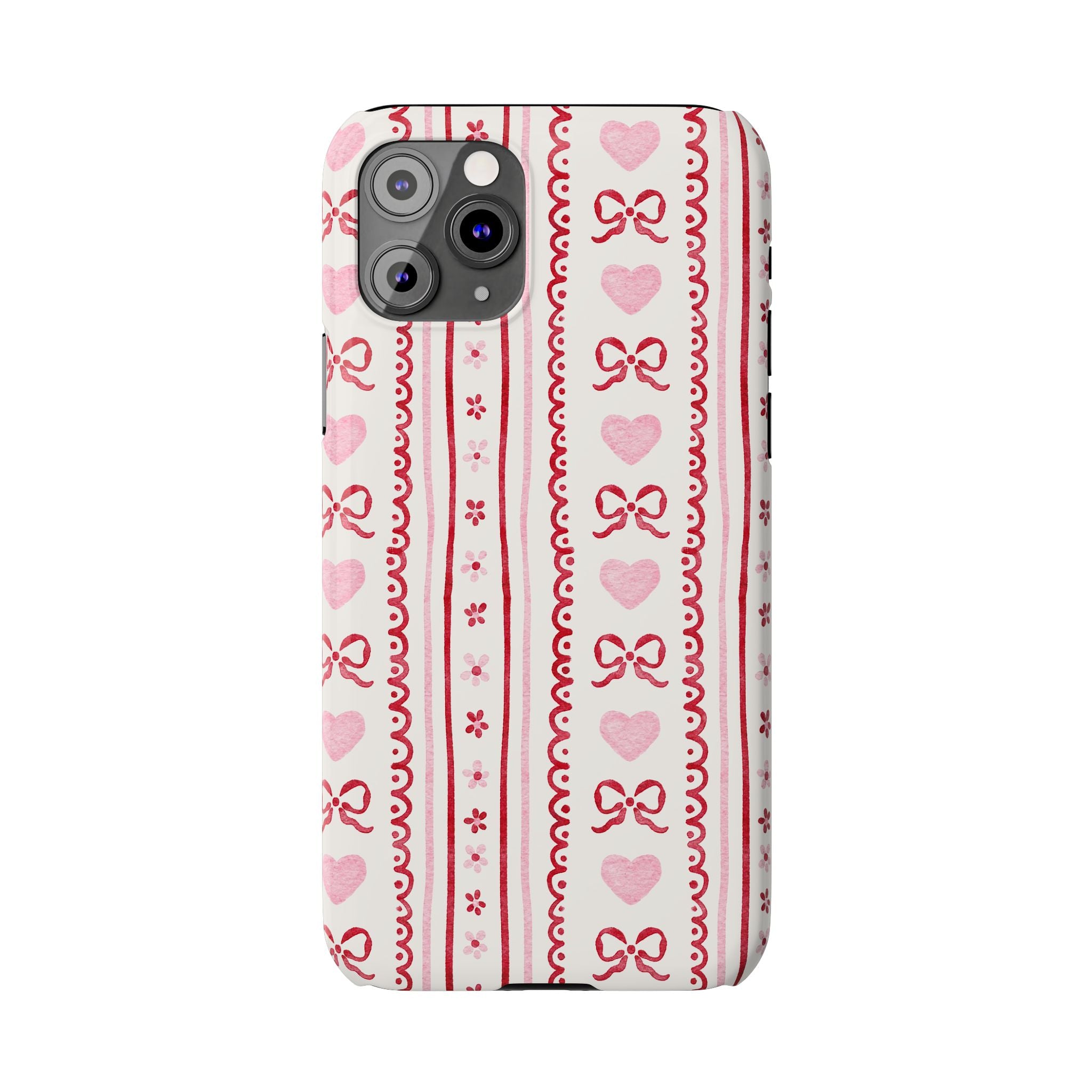 Watercolor Bow Slim Phone Case - Valentine's Day Print