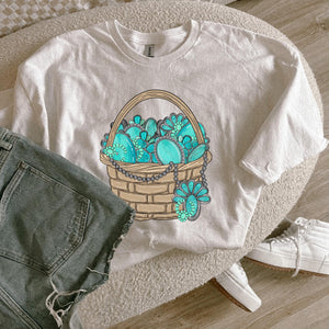 Turquoise Easter basket tee & sweatshirt