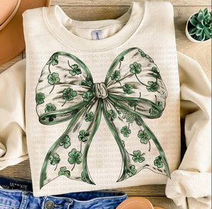 Retro St Patrick's Day bow tee & sweatshirt