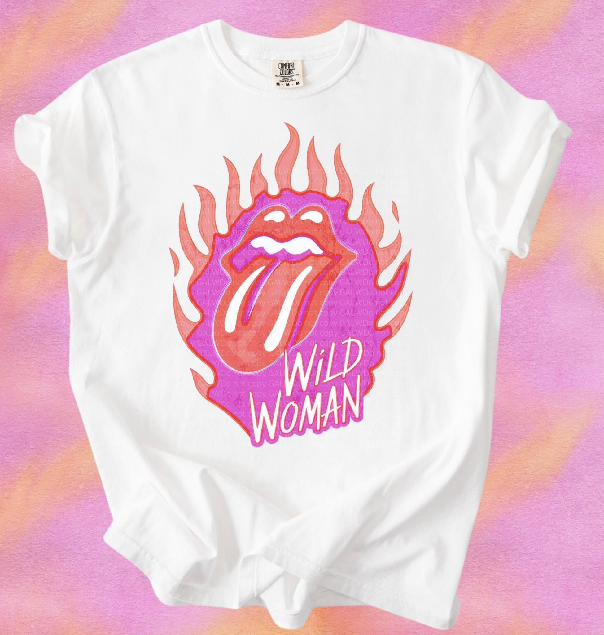 Wild woman flame tee or sweatshirt