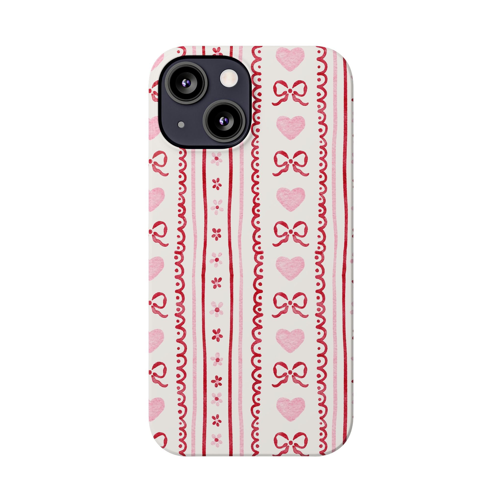 Watercolor Bow Slim Phone Case - Valentine's Day Print