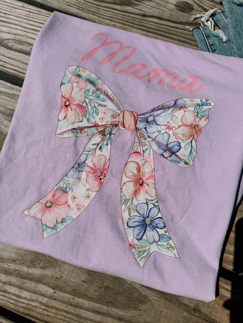 Mama Floral Bow Tee