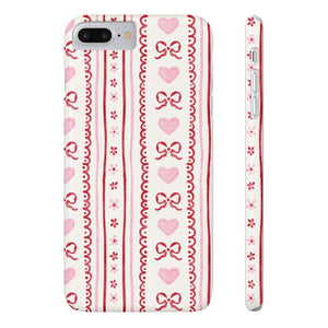 Watercolor Bow Slim Phone Case - Valentine's Day Print