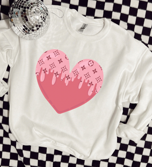 Designer drip heart pink design tee or sweatshirt