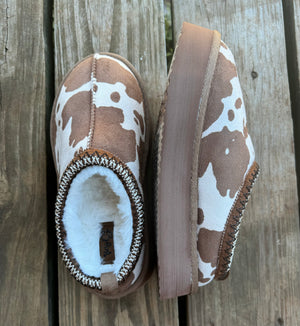 Charlie platform cowprint slippers