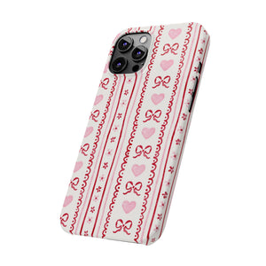 Watercolor Bow Slim Phone Case - Valentine's Day Print