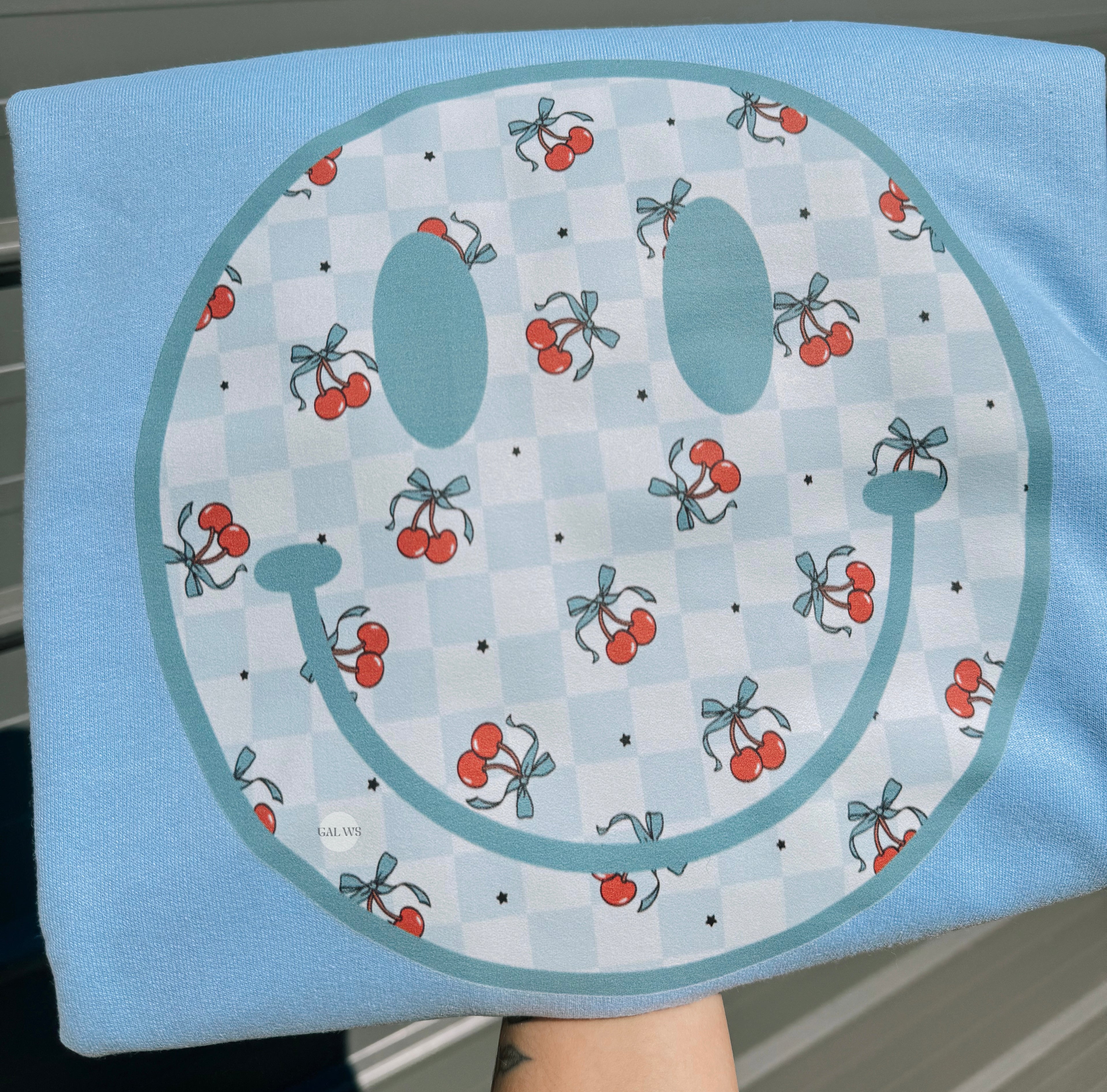 Checker & cherry face tee or sweatshirt