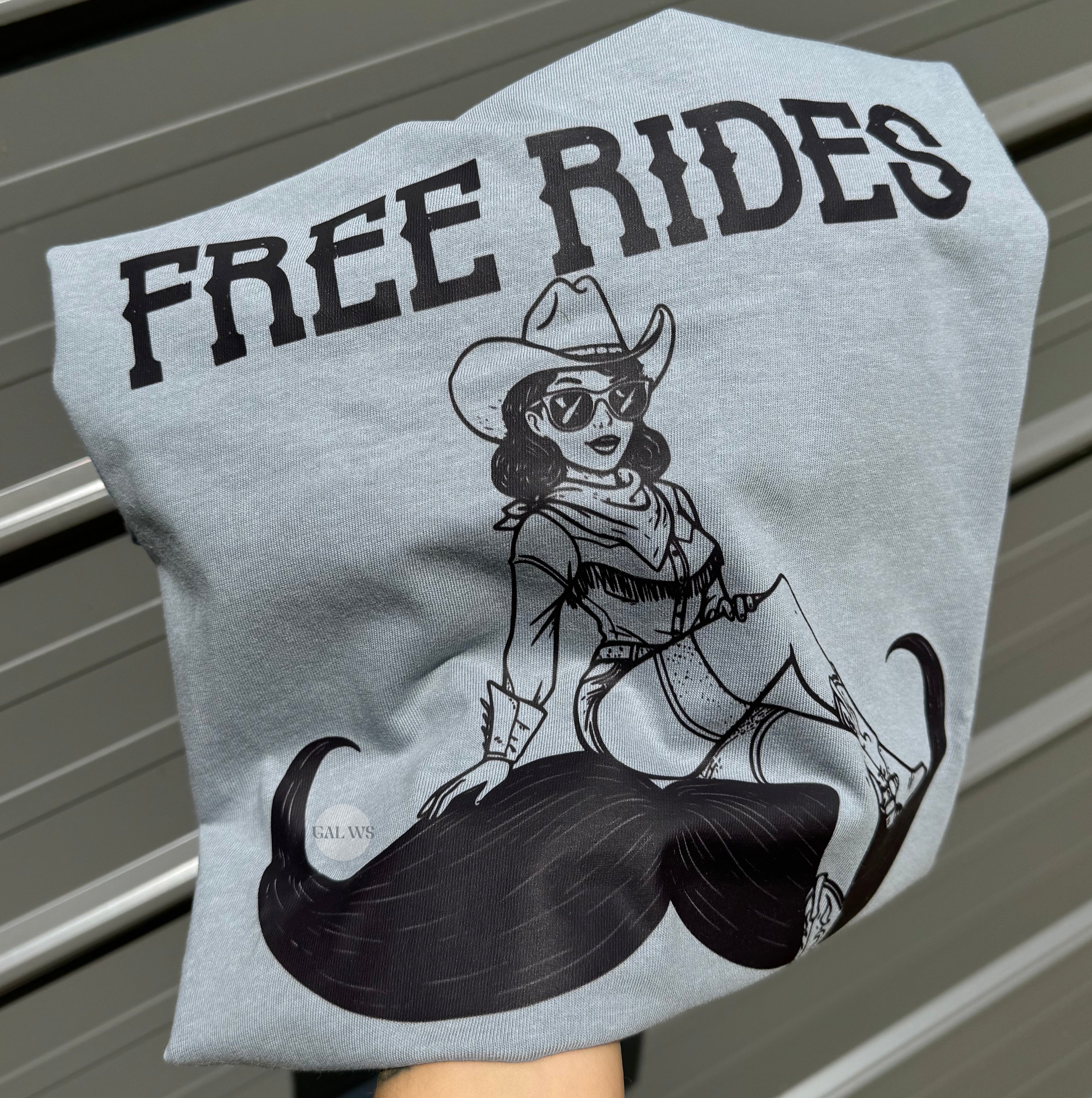 Free rides pinup girl & mustache tee or sweatshirt