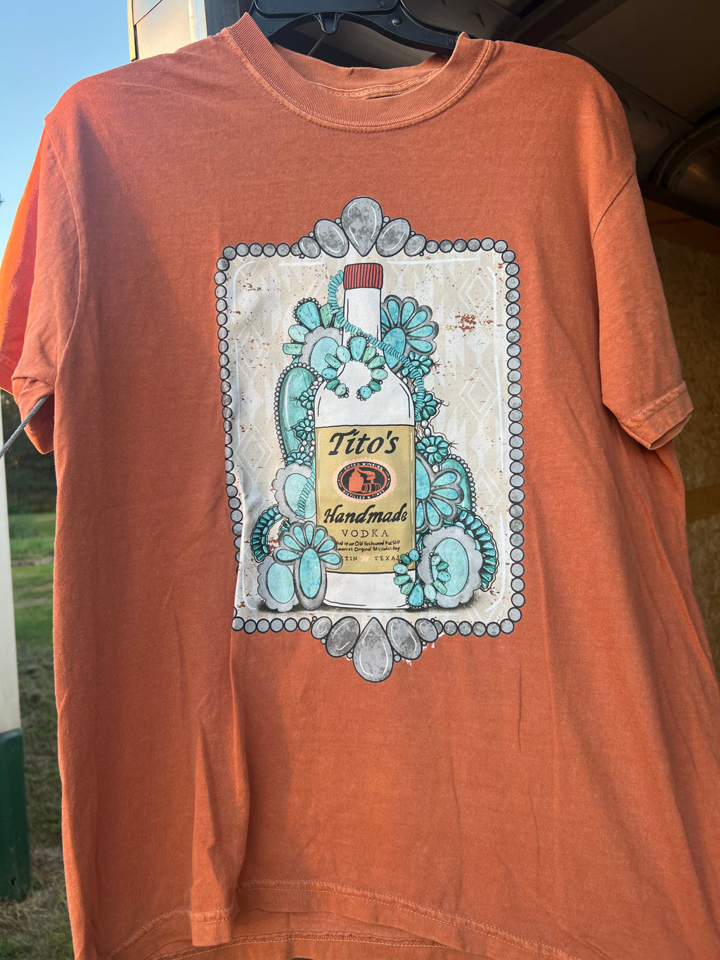 Turquoise & Tito’s yam tee