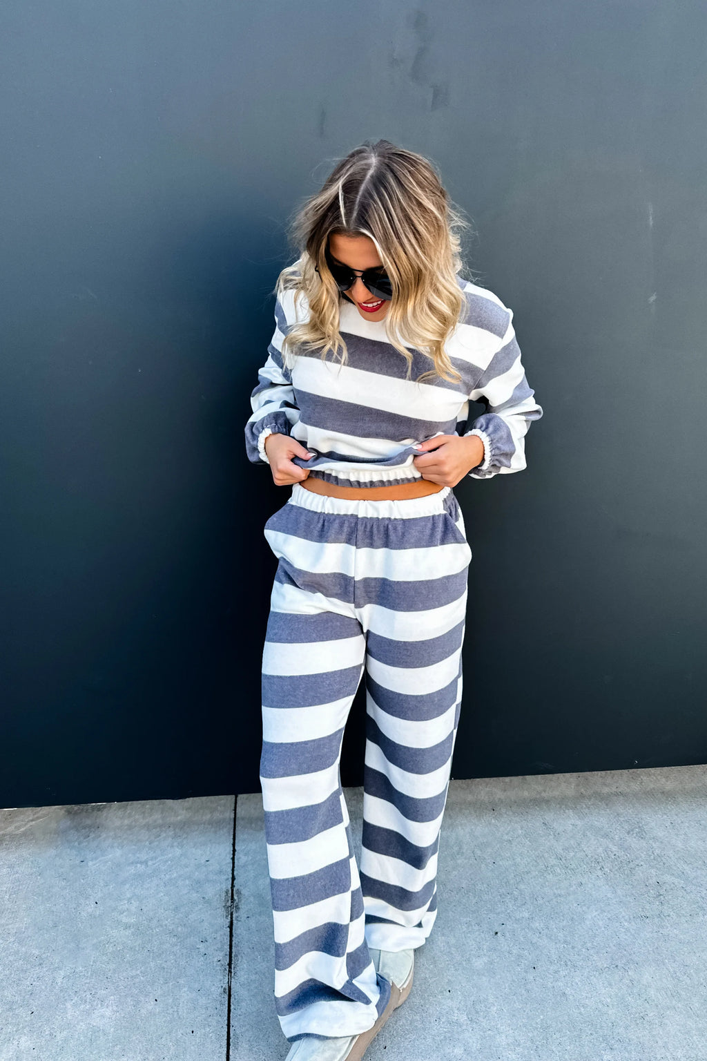Lets just lounge striped set
