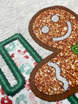Oh snap gingerbread Faux embroidered design on tee or sweatshirt