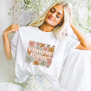 Choose happy floral tee design