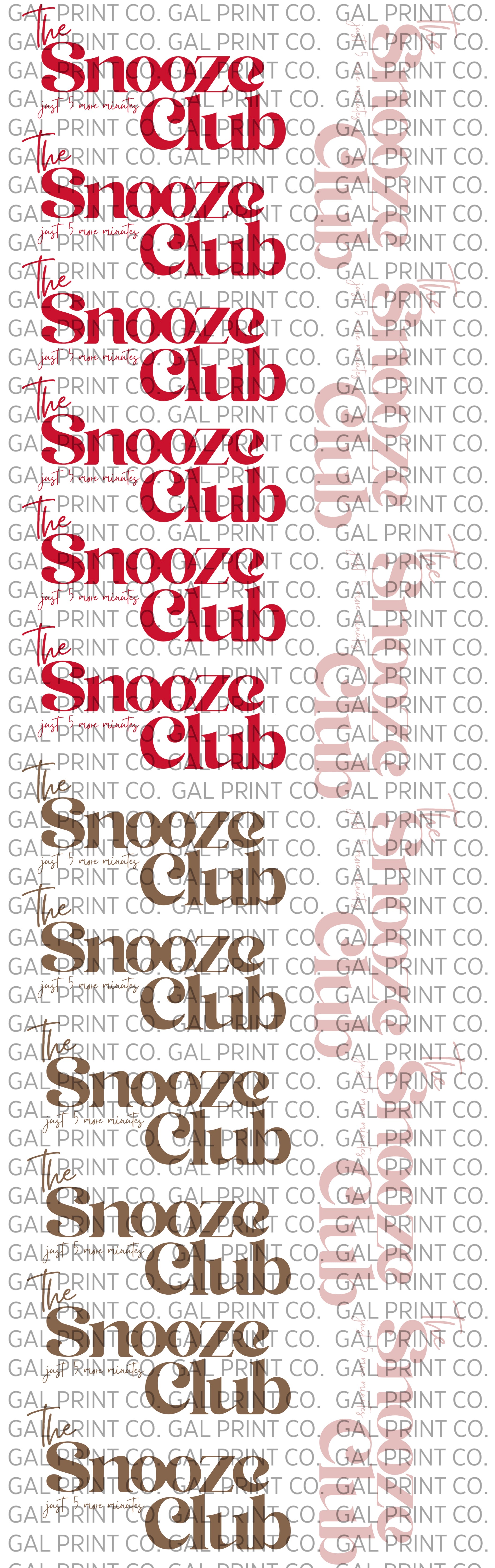 The Snooze club mix of colors pre made DTF gang sheet