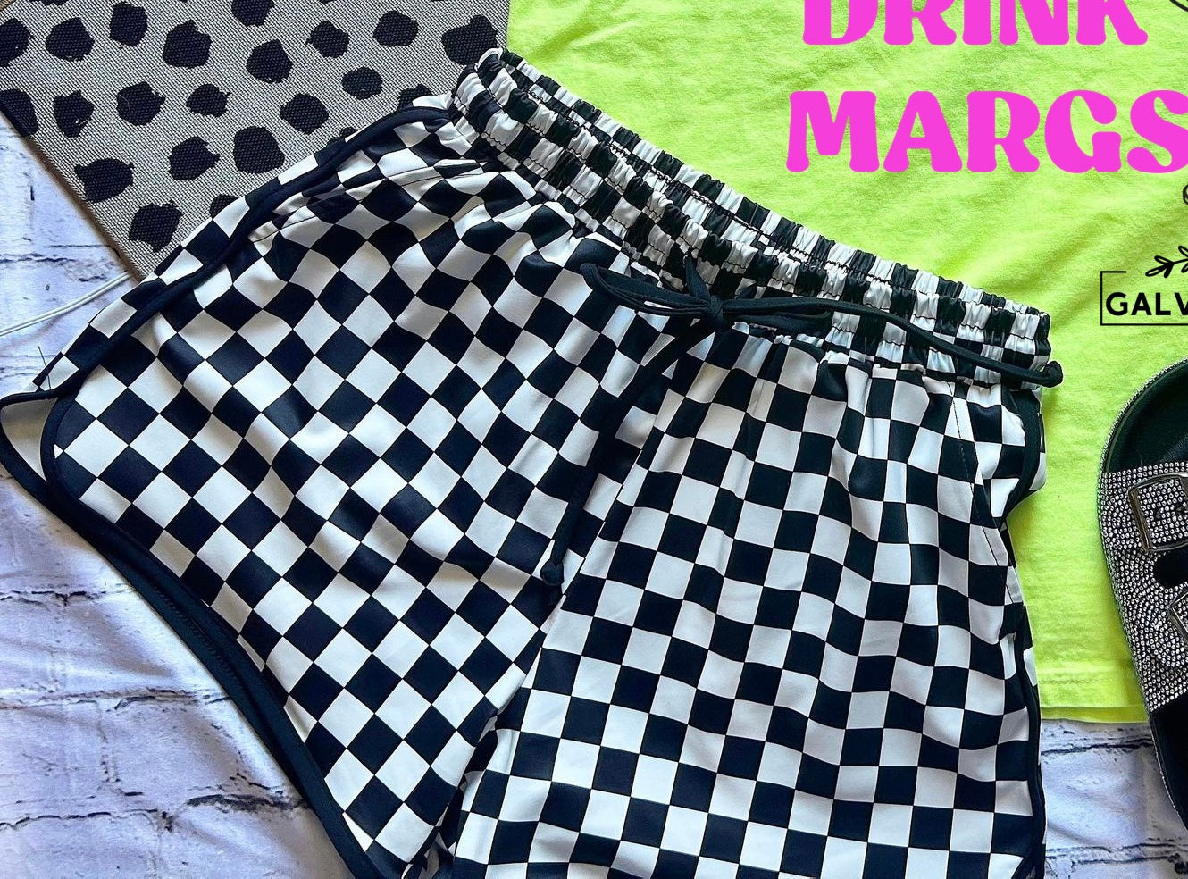 Checker drawstring shorts