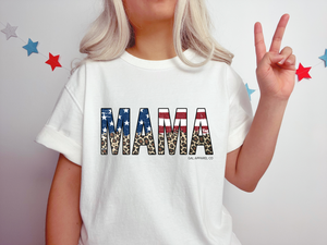 Mama flag & Leopard design (Front of shirt)