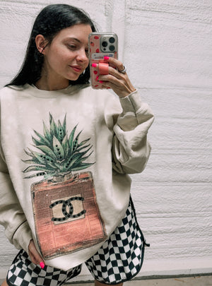 Agave glitz color washed cropped sweatshirt