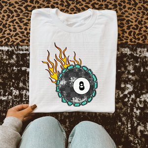 Flame8 ball tee & sweatshirt