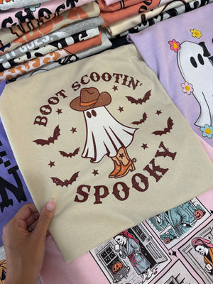 Boot scootin spooky cowboy ghost tee & sweatshirt