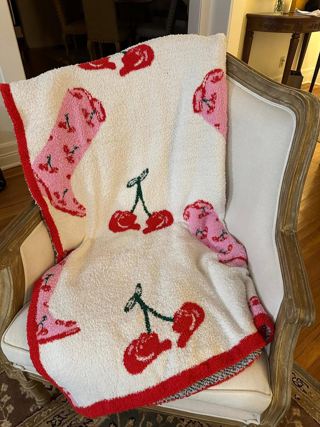 Western charm lux cherry Valentine’s Day blanket