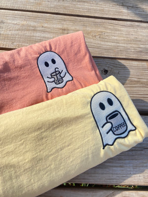 Comfort colors embroidered coffee ghost tees