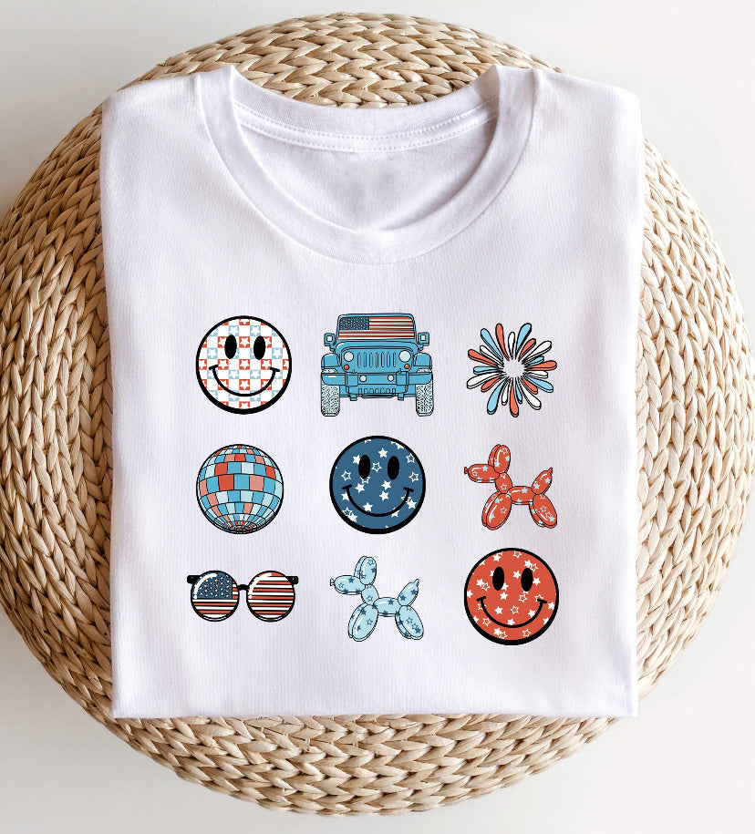 Retro 4th of July Elements Design (Printed on front)