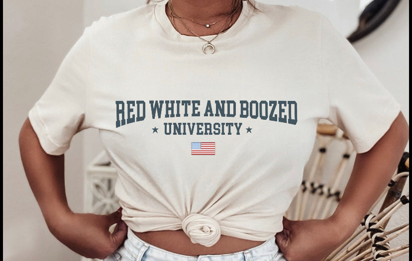 Red, white, and boozed simple design (Front design)