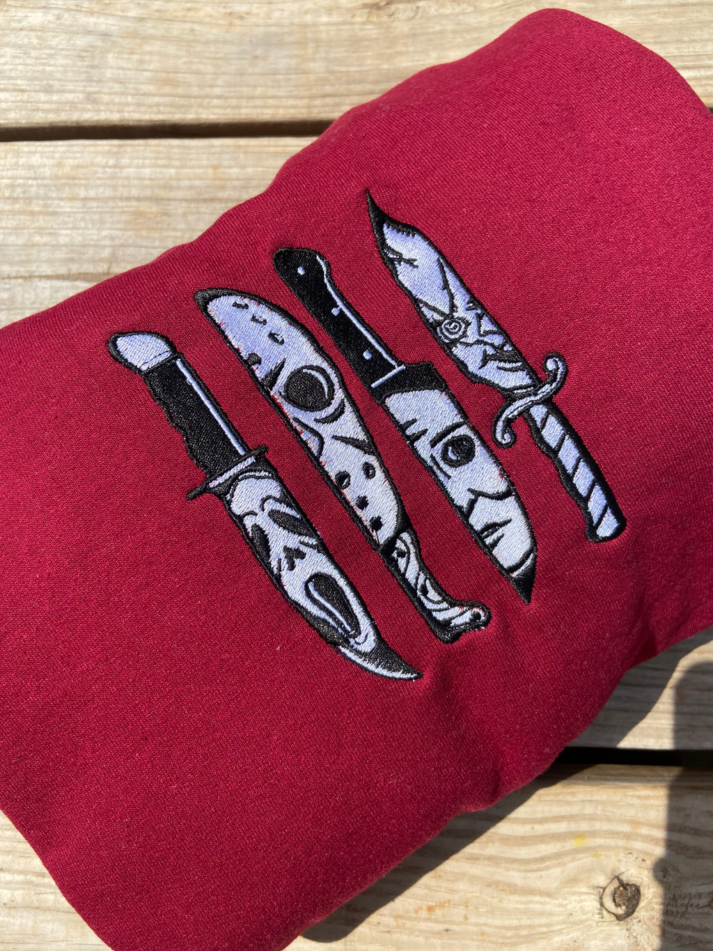 Horror knife embroidery design sweatshirts