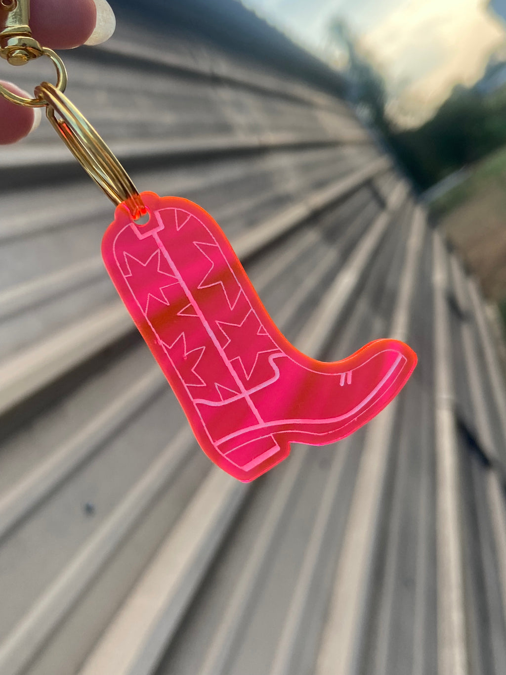 hot pink boot keychain