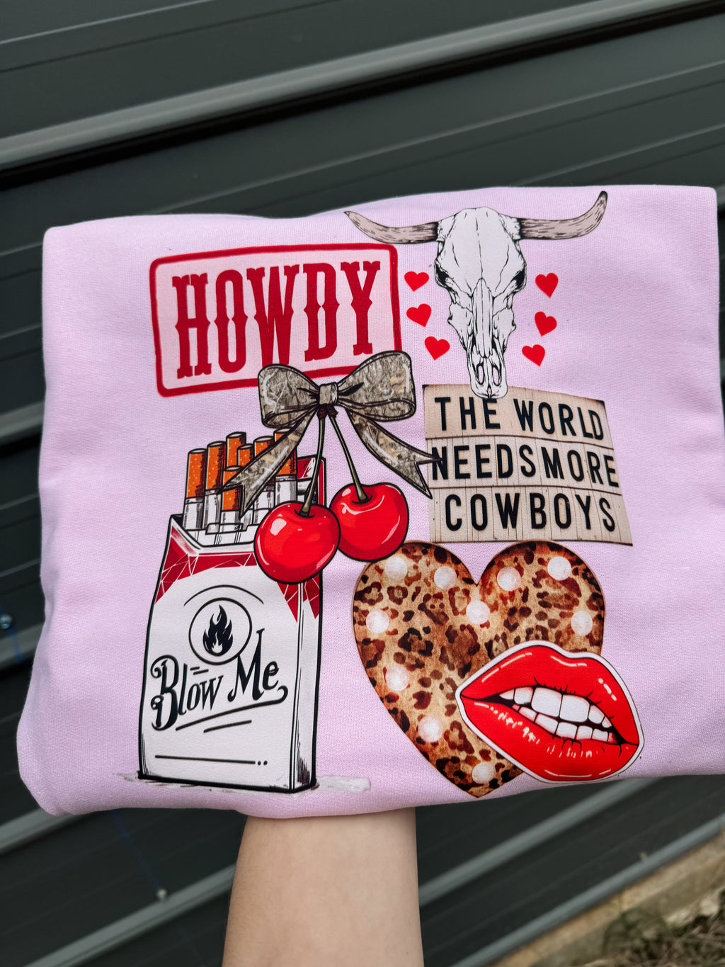 Howdy the world needs more cowboys collage tee or sweatshirt