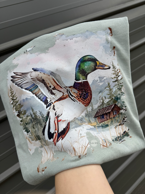 Watercolor mallard duck tee or sweatshirt