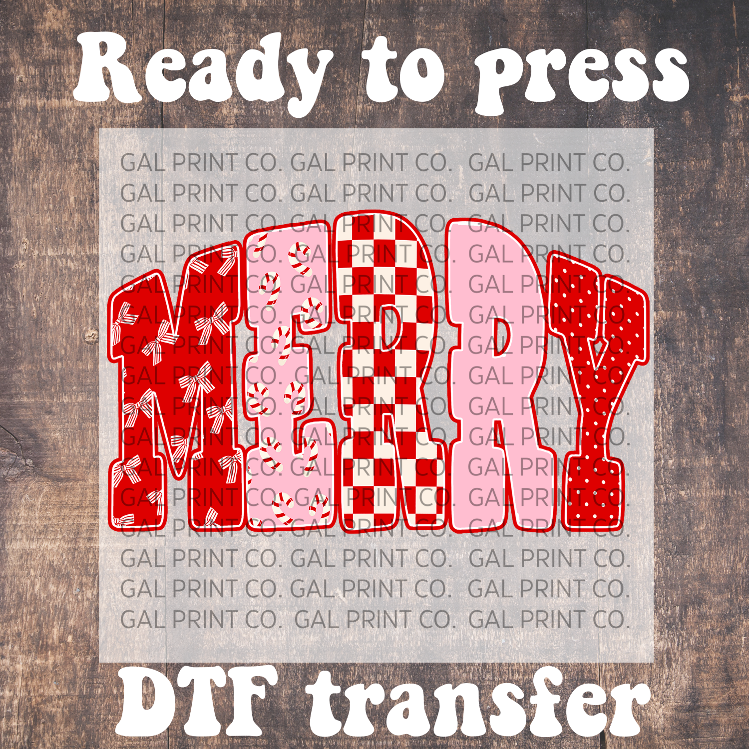 Merry red DTF full color transfer