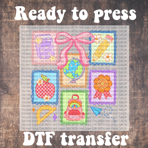 Back to school stamps DTF full color transfer